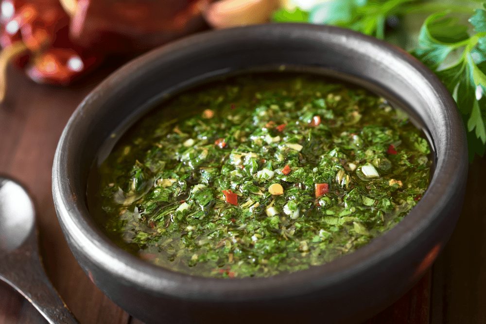 Argentinian chimichurri sauce with manzano peppers. 