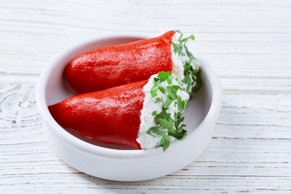 Piquillo Peppers: Spanish Sweet Red Peppers 3 stuffed piquillo peppers