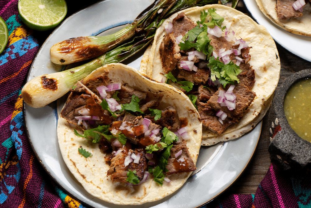 Taco al carbon with char-grilled steak. 
