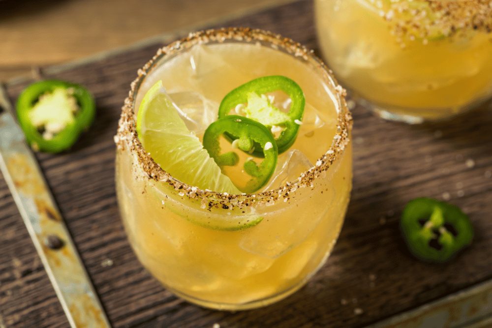 Spicy margarita with fresh jalapenos. 